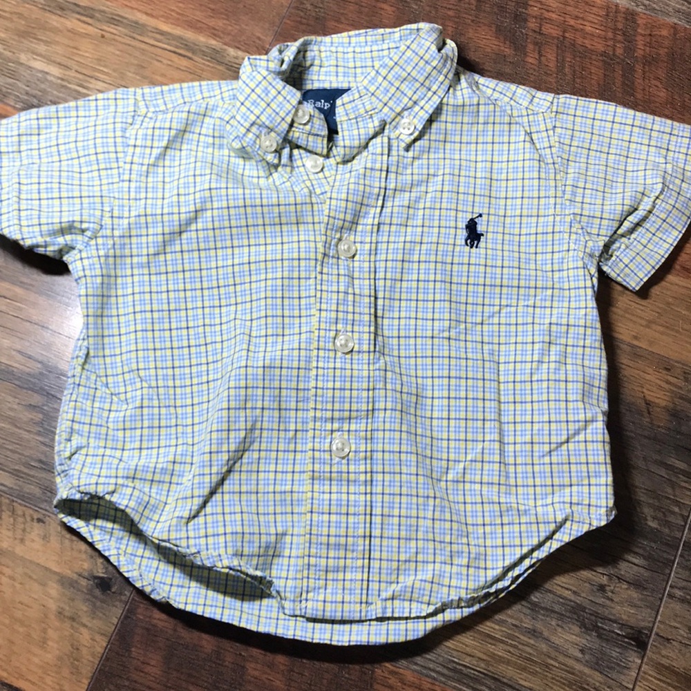 Polo by Ralph Lauren Yellow and Blue Plaid Kids Button Down Shirt